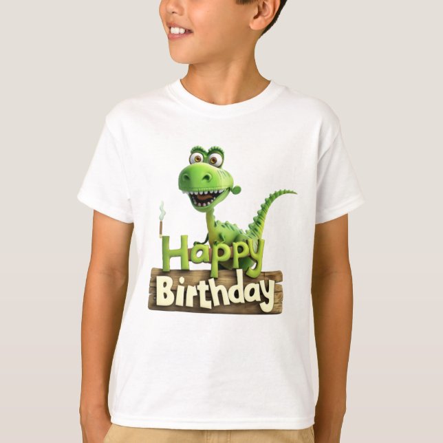 T-shirt Panneau de fête de dinosaure pour l'anniversaire d (Devant)