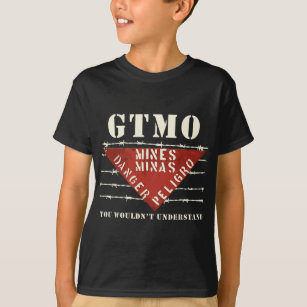 T-shirt Panneau de fils barbelés de la mine GTMO - Baie de