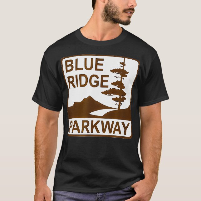 T-shirt Panneau de la route Blue Ridge Parkway (Devant)