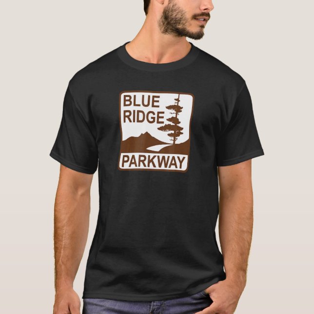 T-shirt Panneau de la route Blue Ridge Parkway (Devant)