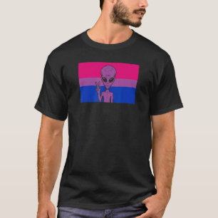 T-shirt Panneau de l'Alien Head Ufo Peace Gaylien Bisexual