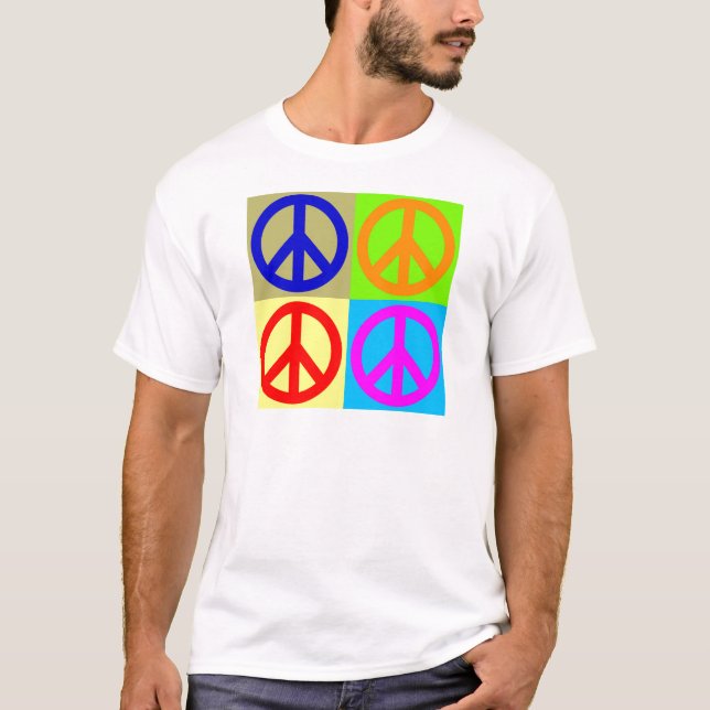 T-shirt Panneau de paix Art pop quatre couleurs (Devant)