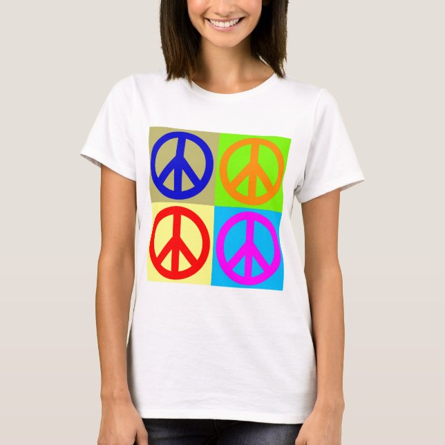 T-shirt Panneau de paix Art pop quatre couleurs (Devant)