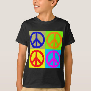 T-shirt Panneau de paix Art pop quatre couleurs