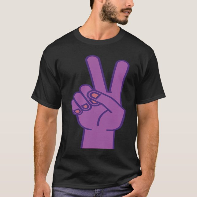 T-shirt Panneau de paix main pourpre pour l'amour (Devant)