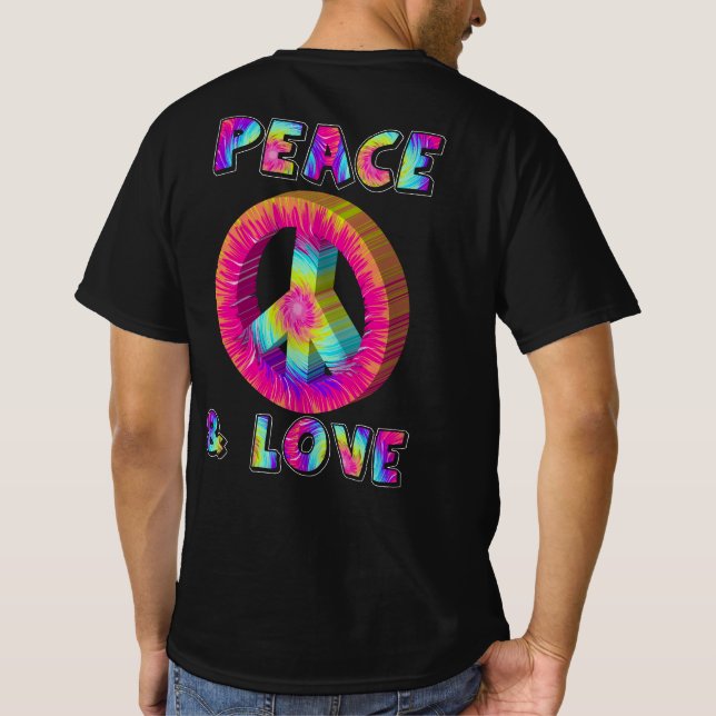 T-shirt Panneau de paix Paix et Amour avec Tie Dye (Dos)