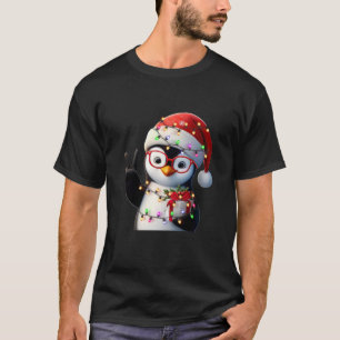 T-shirt Panneau de Paix Penguin main Père Noël Penguin de