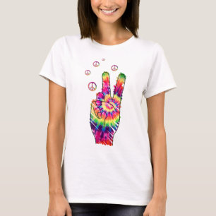 T-shirt Panneau de Paix Psychédélique Rétro Arc-en-Ciel