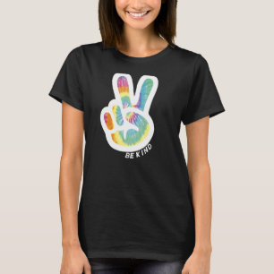 T-shirt Panneau de Paix Retro Tie Dye Be Kind Peace Love K
