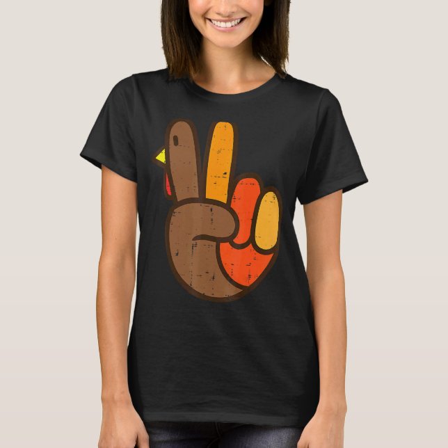 T-shirt Panneau de Paix Turquie Cool de main Thanksgiving  (Devant)