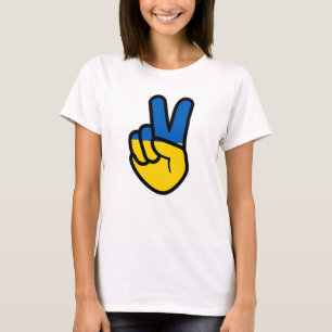 T-shirt Panneau de paix Ukraine avec drapeau d'Ukraine cou
