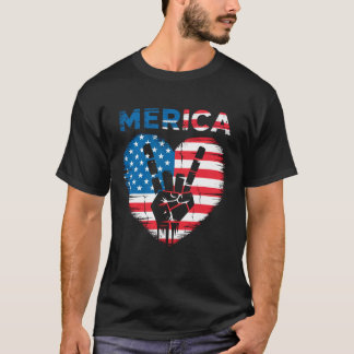 T-shirt Panneau de roche d'Amérique 4 juillet Drapeau amér