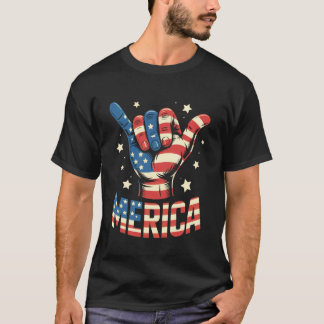 T-shirt Panneau de roche d'Amérique 4 juillet Drapeau amér
