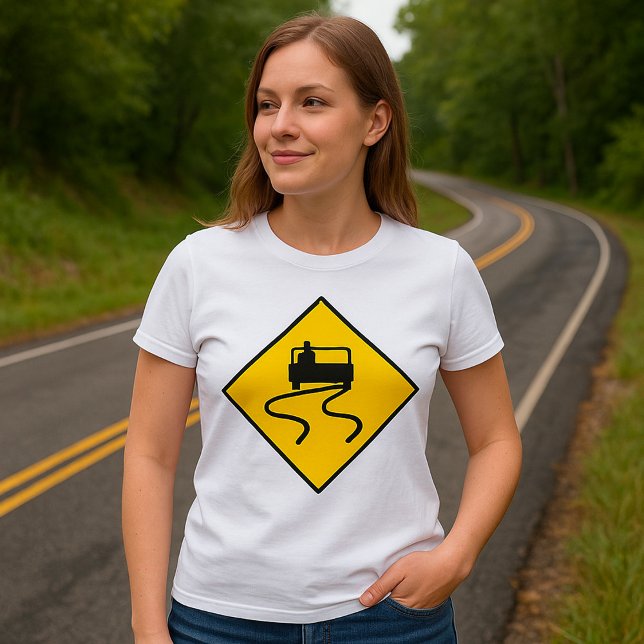 T-shirt Panneau de Route Glissante (Créateur téléchargé)