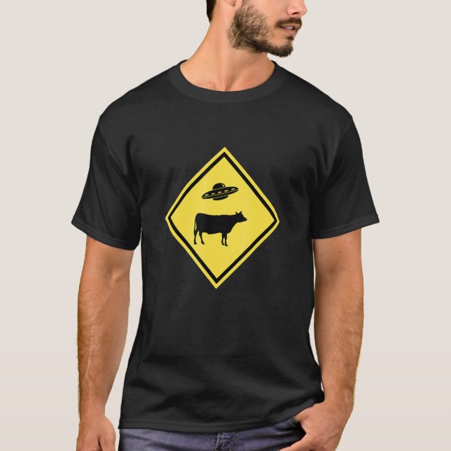 T-shirt Panneau de rue Vache Ufo (Devant)