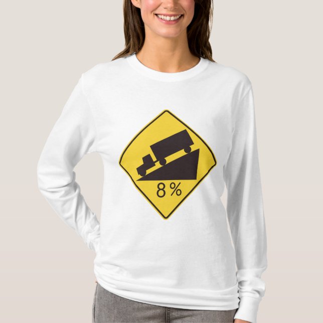 T-shirt Panneau de signalisation de pente raide pour camio (Devant)