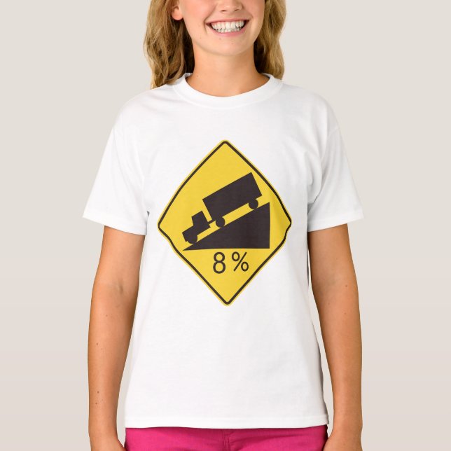 T-shirt Panneau de signalisation de pente raide pour camio (Devant)