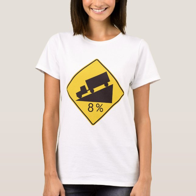 T-shirt Panneau de signalisation de pente raide pour camio (Devant)