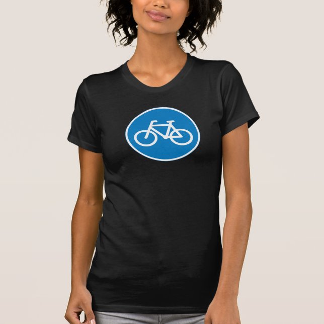 T-shirt Panneau de signalisation de voie cyclable bleu Sym (Devant)