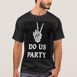 T-shirt Panneau de style de fête avec main de squelette ro
