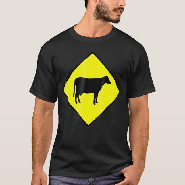 T-shirt Panneau de traversée de vache cool (Devant)