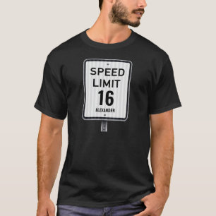 T-shirt Panneau de vitesse d'anniversaire 16 moderne