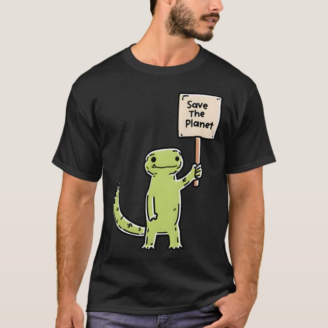 T-shirt Panneau Dino Sauveur de la Planète (Devant)