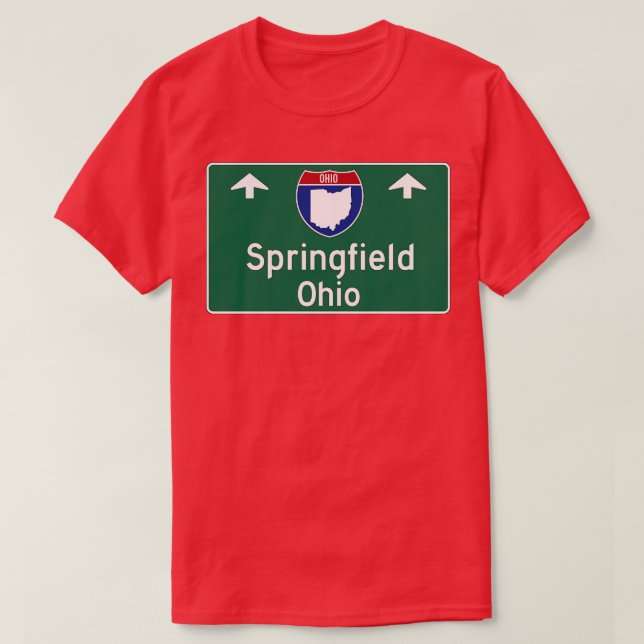 T-shirt Panneau du guide de l'autoroute Springfield Ohio (Design devant)