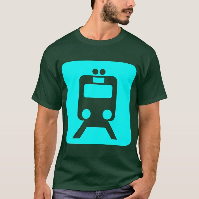 T-shirt Panneau du train - Cyan (Devant)
