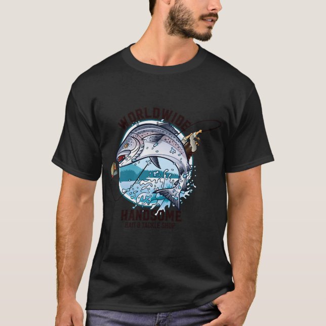 T-shirt Panneau et icône de pêche (Devant)