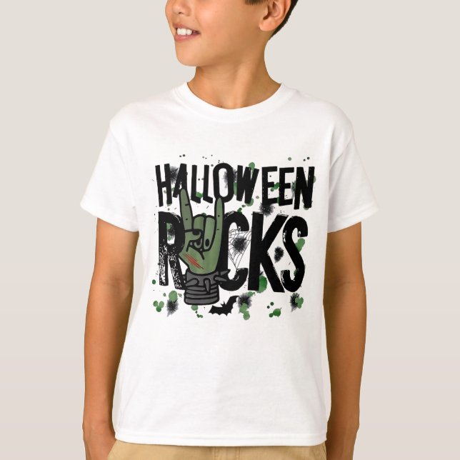 T-shirt Panneau Halloween déchire (Devant)