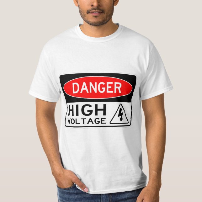T-shirt Panneau haute tension très amusant Danger (Devant)