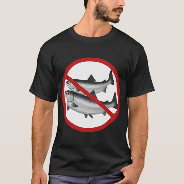T-shirt Panneau interdit, Panneau de poisson, Mer, Enseign (Devant)