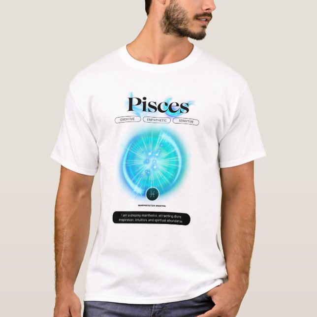 T-shirt Panneau moderne Zodiac Poissons Citation Élément d (Devant)