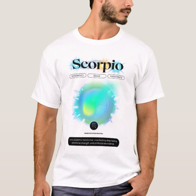 T-shirt Panneau moderne Zodiac Scorpio Quote d'eau Élément (Devant)
