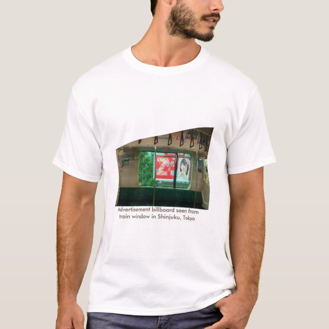 T-shirt Panneau publicitaire vu de la fenêtre du train dan (Devant)
