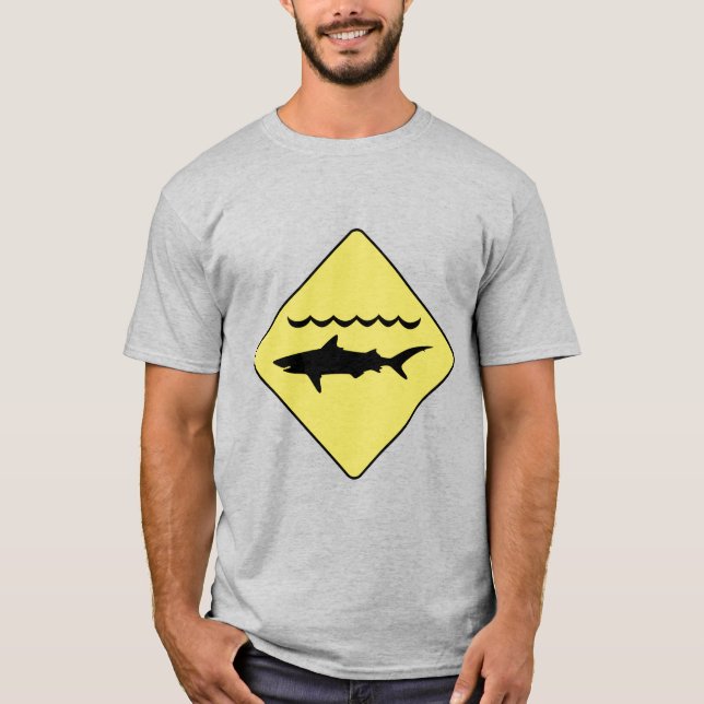 T-shirt Panneau 'requins avertissement' jaune (Devant)