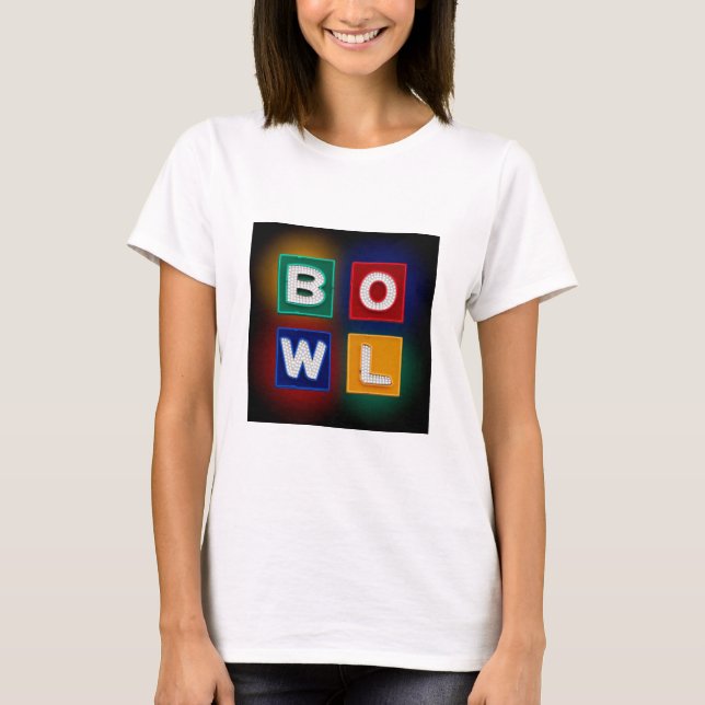 T-shirt Panneau rétro B O W L Neon, Bowling, (Devant)