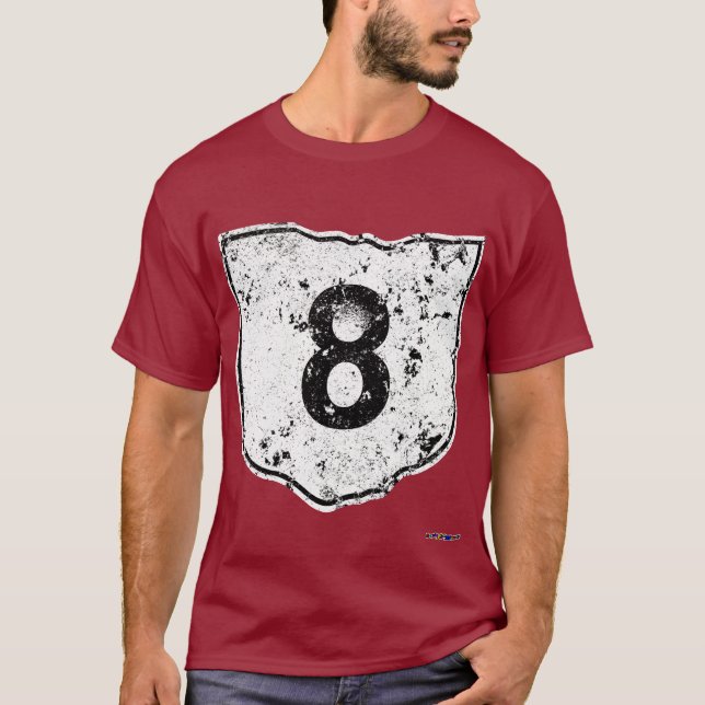 T-shirt Panneau routier de l'itinéraire 8 - affligé (Devant)