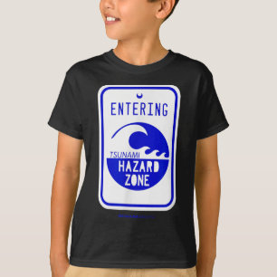 T-shirt Panneau routier Zone de danger de tsunami Plage et