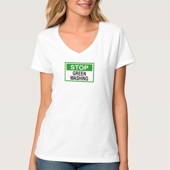 T-shirt Panneau Stop au Greenwashing (Devant)
