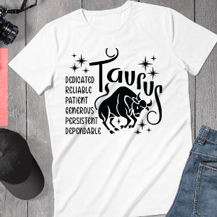 T-shirt Panneau Taurus Zodiac Horoscope Personnalité Trait
