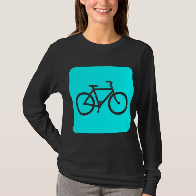 T-shirt Panneau vélo - Cyan (Devant)