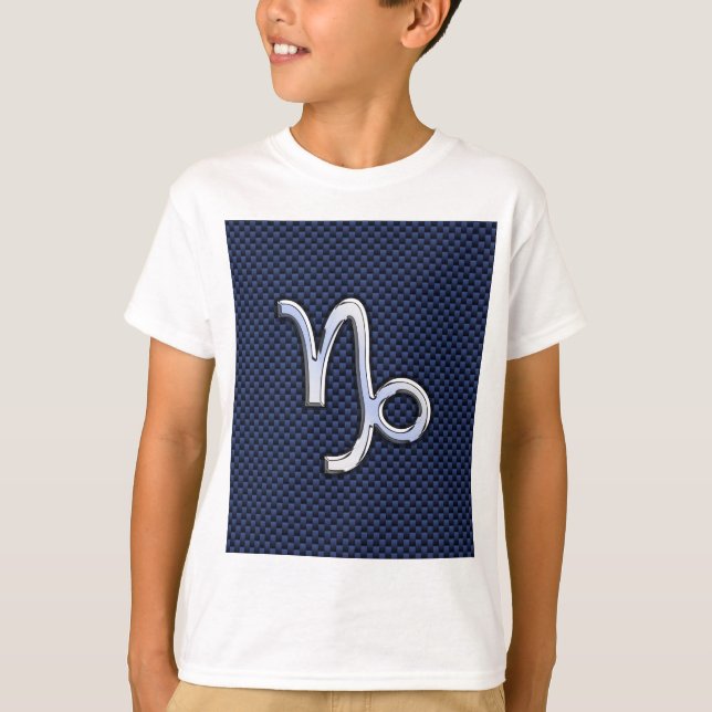 T-shirt Panneau Zodiac Capricorne d'argent Style Carbone b (Devant)