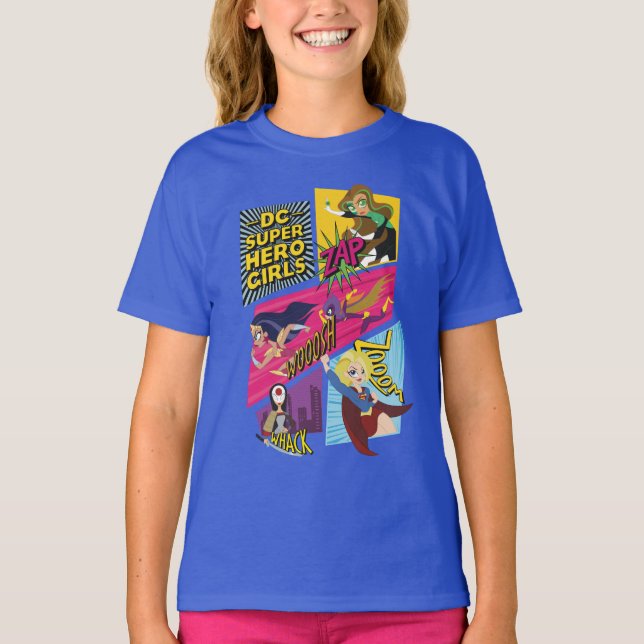 T-shirt Panneaux d'action pour filles Super Hero DC (Devant)