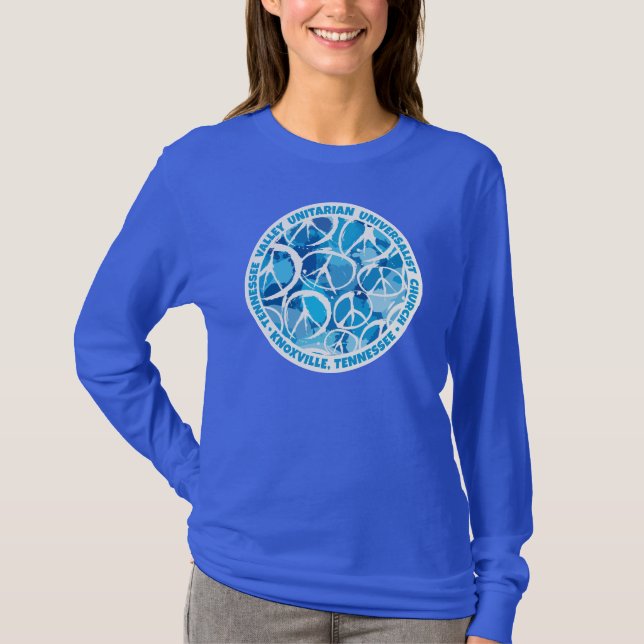 T-shirt Panneaux de paix TVUC dans les tons bleus (Devant)