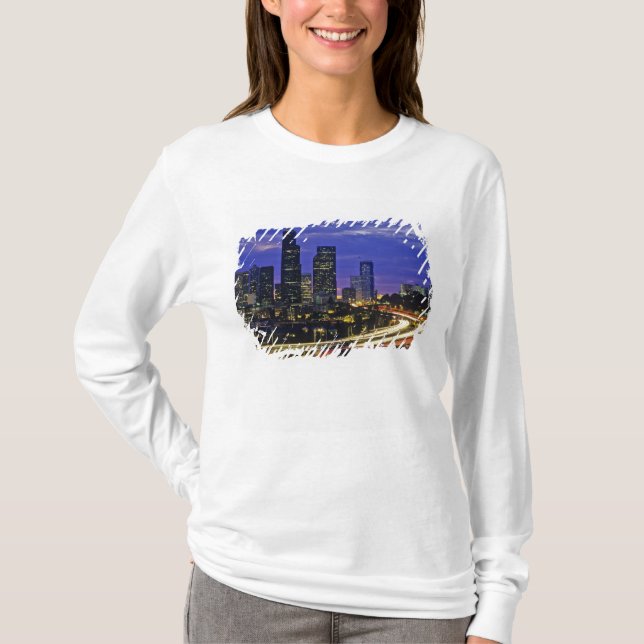 T-shirt panorama de Seattle, Washington la nuit (Devant)