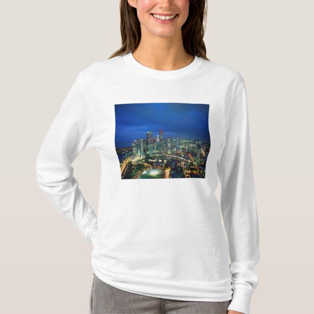 T-shirt Panorama de Singapour la nuit, Singapour (Devant)