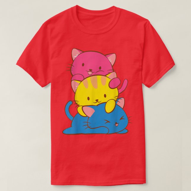T-shirt Panseual Kawaii Chat Anime, Pan Pride Art Mignon (Design devant)