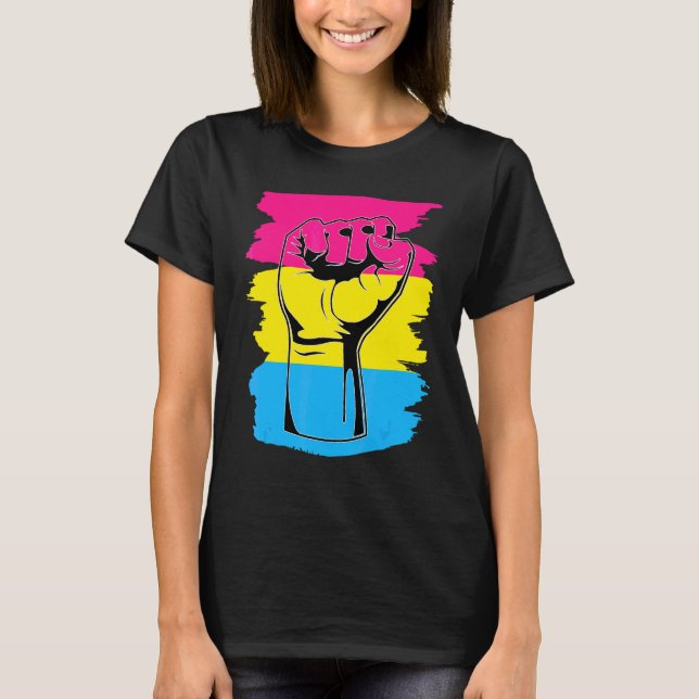 T-shirt Pansexual Fierté Poing Pansexualité Drapeau Queer  (Devant)